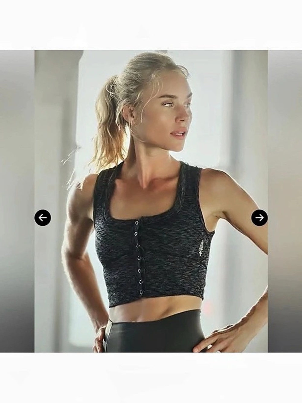 FP Movement Swan Song Cami Black Heather Snap Front Crop Top XS